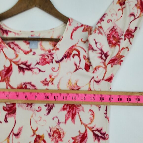 Chico's Womens Floral Layering Tee T-Shirt‎ Size 0 Small Long Sleeve Pink White - Picture 13 of 14